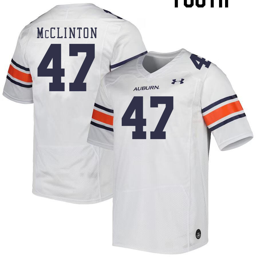 Youth #47 Mac McClinton Auburn Tigers College Football Jerseys Stitched-White